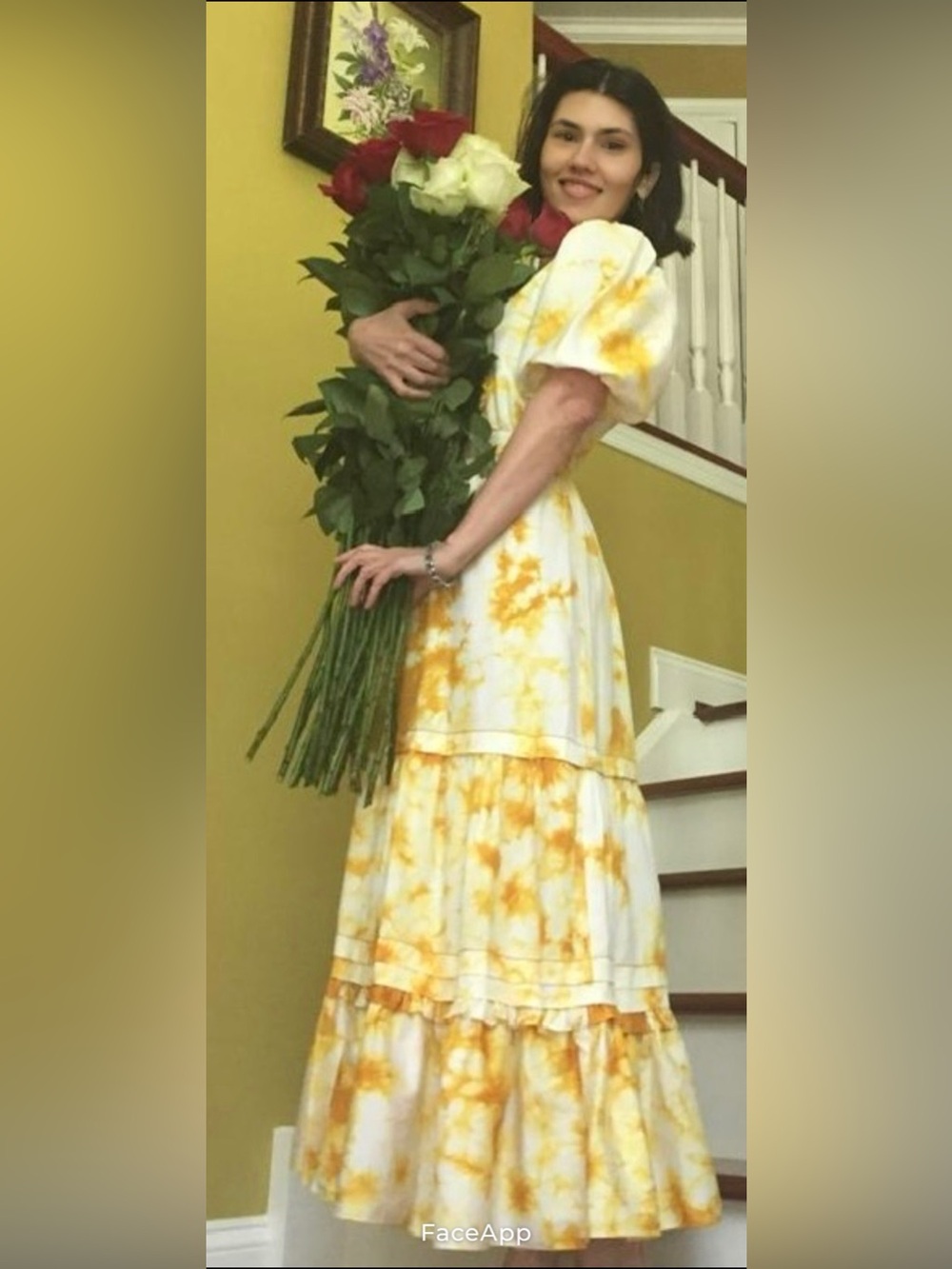 Sachin + Babi Yellow Tie-Dye Maxi Dress 100% cotton